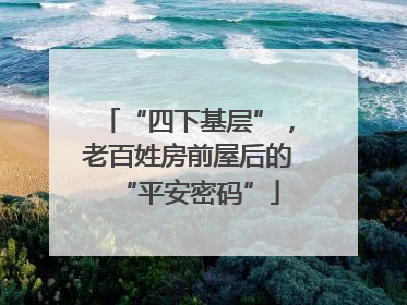 “四下基层”，老百姓房前屋后的“平安密码”