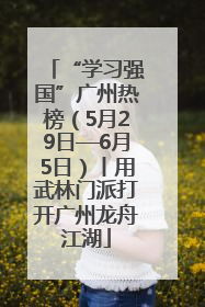 “学习强国”广州热榜（5月29日—6月5日）丨用武林门派打开广州龙舟江湖
