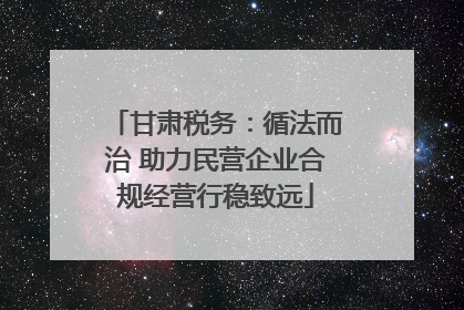 甘肃税务：循法而治 助力民营企业合规经营行稳致远