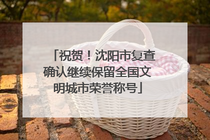 祝贺！沈阳市复查确认继续保留全国文明城市荣誉称号