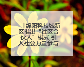 绵阳科技城新区推出“社区合伙人”模式 引入社会力量参与民生共建共治