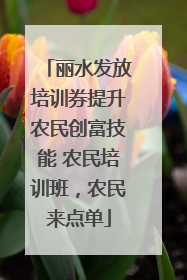 丽水发放培训券提升农民创富技能 农民培训班，农民来点单