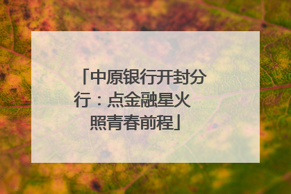 中原银行开封分行：点金融星火 照青春前程