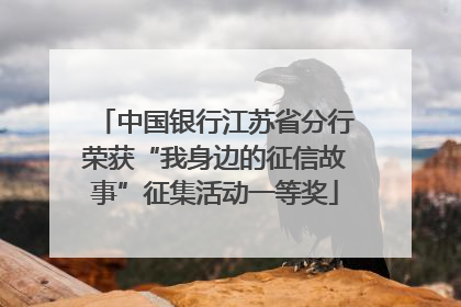 中国银行江苏省分行荣获“我身边的征信故事”征集活动一等奖