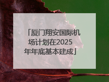 厦门翔安国际机场计划在2025年年底基本建成