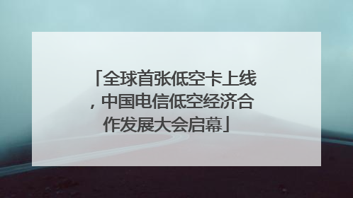 全球首张低空卡上线，中国电信低空经济合作发展大会启幕