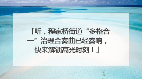 听，程家桥街道“多格合一”治理合奏曲已经奏响，快来解锁高光时刻！