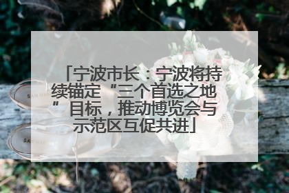 宁波市长：宁波将持续锚定“三个首选之地”目标，推动博览会与示范区互促共进
