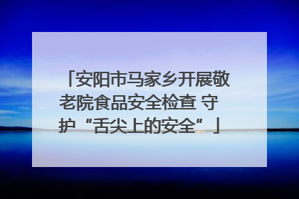 安阳市马家乡开展敬老院食品安全检查 守护“舌尖上的安全”