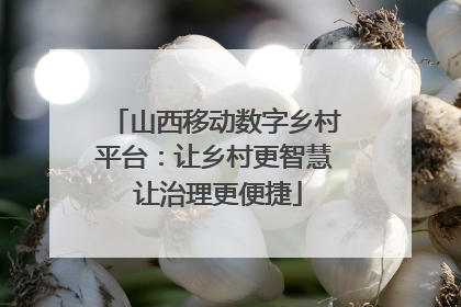 山西移动数字乡村平台：让乡村更智慧 让治理更便捷