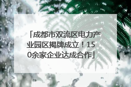 成都市双流区电力产业园区揭牌成立！150余家企业达成合作