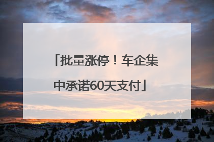 批量涨停！车企集中承诺60天支付