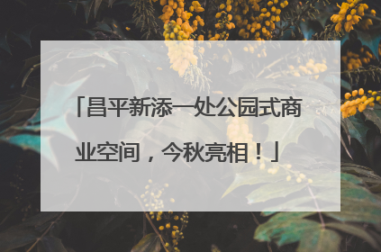 昌平新添一处公园式商业空间，今秋亮相！