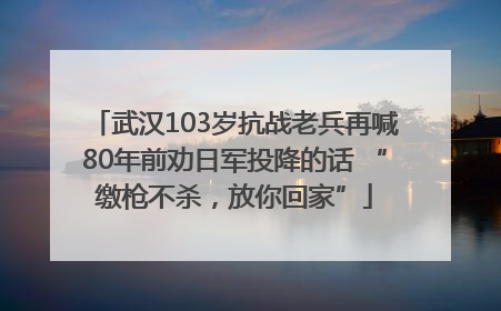 武汉103岁抗战老兵再喊80年前劝日军投降的话 “缴枪不杀，放你回家”