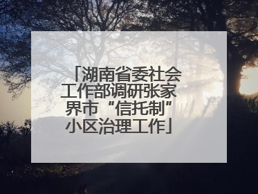 湖南省委社会工作部调研张家界市“信托制”小区治理工作