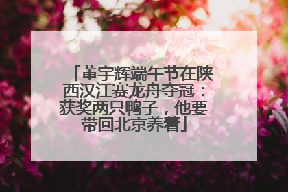 董宇辉端午节在陕西汉江赛龙舟夺冠：获奖两只鸭子，他要带回北京养着