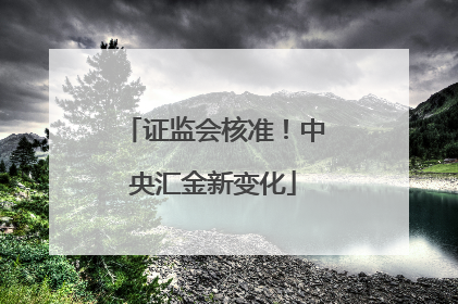 证监会核准！中央汇金新变化