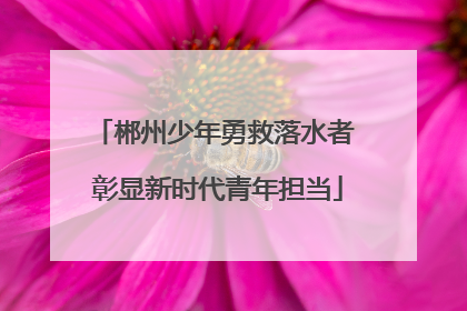 郴州少年勇救落水者 彰显新时代青年担当