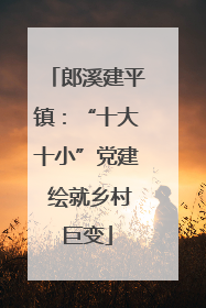 郎溪建平镇：“十大十小”党建 绘就乡村巨变