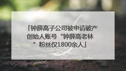 钟薛高子公司被申请破产 创始人账号“钟薛高老林”粉丝仅1800余人