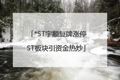 *ST宇顺复牌涨停 ST板块引资金热炒