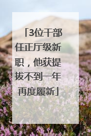 3位干部任正厅级新职，他获提拔不到一年再度履新