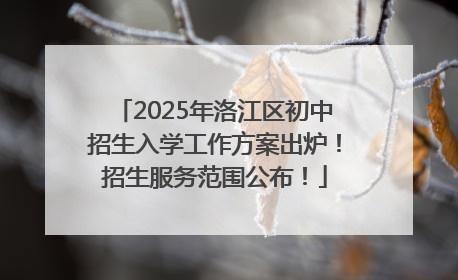 2025年洛江区初中招生入学工作方案出炉！招生服务范围公布！
