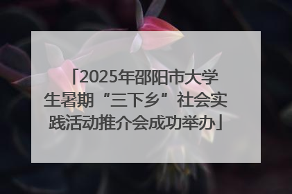 2025年邵阳市大学生暑期“三下乡”社会实践活动推介会成功举办