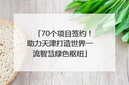 70个项目签约！助力天津打造世界一流智慧绿色枢纽